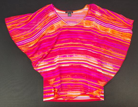 Adele & May Tops - Adele & May Women's Medium Sheer Striped Batwing Dolman Blouse Top Pink M